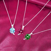 Dây chuyền bạc nữ - Vòng cổ bạc Cỏ bốn lá may mắn đính Thủy Ngọc [TS-DC-A14]