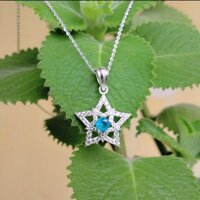 Dây chuyền bạc nữ - Vòng cổ bạc Panmila Ngôi sao gắn đá DC.A15 - Dây  mặt xanh dương
