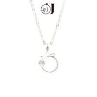 Dây chuyền bạc nữ vòng tròn gắn nơ xinh xắn bạc mđj 078