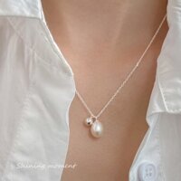 Dây chuyền bạc s925 kiểu dáng độc lạ ngọc trai kết hợp bi tròn Y01544 - AROCH JEWELRY