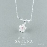 Dây chuyền bạc Sakura S925 cho phụ nữ, dây chuyền xương đòn phong cách Hàn Quốc và Nhật Bản, trang sức nghệ thuật tươi mới