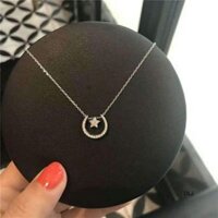 Dây chuyền bạc ta mặt nửa vầng trăng kết hợp sao
