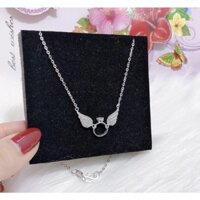 Dây chuyền bạc ta  nữ hình đôi cánh thiên  thần kết đá trắng