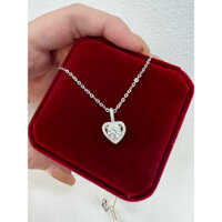 Dây chuyền Bạc ta Xi vàng trắng 18K gắn Moissanite Promiss Heart sang chảnh sáng lấp lánh