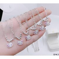Dây chuyền bạc thật mặt mèo kitty cho bé gái xinh xắn