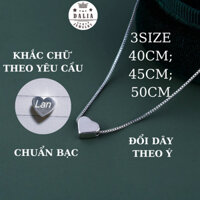 Dây chuyền bạc trái tim trơn dẹt Mẫu14X khắc tên, số theo yêu cầu DaLiA Jewelry vòng cổ tình yêu, dây chuyền tình bạn
