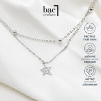 Dây Chuyền Bạc, Vòng Cổ Ngôi Sao Đính Đá Nhỏ Siêu Lấp Lánh 2 Sợi Mảnh Cá Tính Chất Liệu Bạc 925 Không Gỉ - Bạc Corner