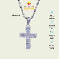 Dây chuyền bạc xi bạch kim, Mặt dây chuyền bạc xi vàng trắng kiểu thánh giá lớn, Vòng cổ nữ bạc S925, Dây chuyền bạc ý