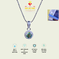 Dây chuyền bạc xi bạch kim kiểu bi đều size 1li dài 45cm, Mặt dây chuyền bạc tròn 5li, Moissanite 58 giác - KIMLOCPHAT