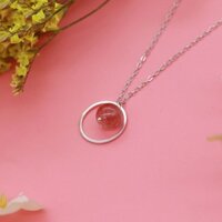 Dây Chuyền Bạc Ý S925  Nữ Đá Hồng DB-1613Pink