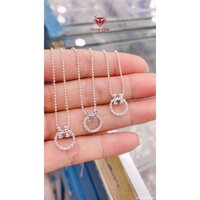 Dây chuyền bi bạc nữ mặt tròn nạm đá chữ H bạc ta-Minh Tâm Jewelry