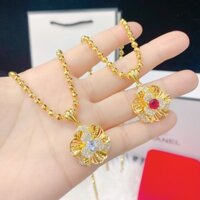 Dây chuyền bi mặt hoa Hồng mạ vàng -bền màu RCLN