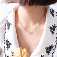 Dây Chuyền Bi Sợi Mảnh Đính Pha Lê Titan Ko Đen TT 3875