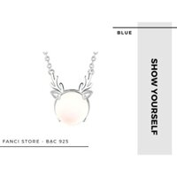 Dây chuyền blue, đá mặt trăng xanh nhẹ, bạc 925.
