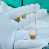 Dây chuyền bông tai trái tim titan mạ vàng ko đen