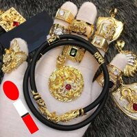 Dây chuyền cao su mặt tròn rồng vàng mạ vàng 18k MD57