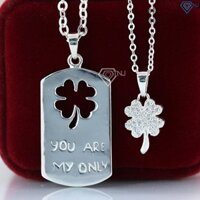 Dây chuyền cặp đôi bạc mặt cỏ 4 lá may mắn DCD0009