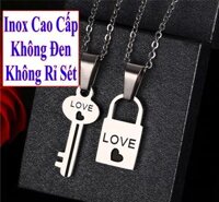 Dây chuyền cặp đôi inox Đẹp Mà Rẻ hình ổ khóa và chìa khóa tình yêu khắc chữ LOVE - Cam kết 1 đổi 1 nếu hoen  gỉ sét