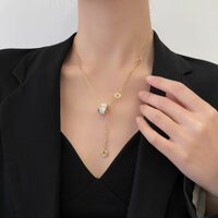 Dây chuyền cho phụ nữ phong cách Hàn Quốc và Nhật Bản, dây chuyền đá mắt mèo nhỏ, dây chuyền choker thời trang, áo len thanh lịch, dây chuyền dài cho xương đòn