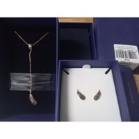Dây chuyền chữ Y chiếc lông vũ và khuyên tai chiếc lông vũ Swarovski (Quà tặng 8/3) Happy Women's Day