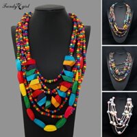 Dây Chuyền Chuỗi Hạt Gỗ Nhiều Lớp Phong Cách Dân Tộc Cổ Điển Cho Nữ