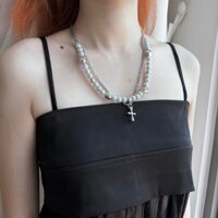 Dây chuyền chuỗi hạt phối charm thánh giá unisex nam nữ N054 Choker Club