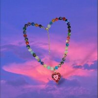 Dây chuyền chuỗi hạt thủy tinh trái tim