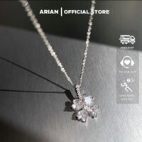Dây chuyền cỏ 4 lá đính đá tinh xảo Arian, phụ kiện trang sức vòng cổ bạc nữ thanh lịch