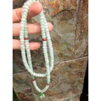 DÂY CHUYỀN CỔ DÀI ĐÁ CẨM THẠCH BÁNH XE  MÀU XANH NGỌC NHẸ TỰ NHIÊN TRỒNG CỔ  Dài 32cmx dầy 6mm mặt trước ngực rất đẹp