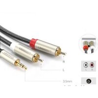 Dây chuyển đầu 3.5mm sang 2 AV 2m UGREEN 20823 bọc lưới