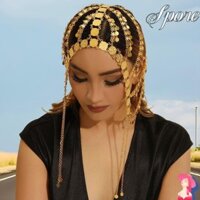 Dây chuyền đầu tua rua SPORE, Trang sức đầu Ả Rập nhiều lớp màu vàng, Trang sức tóc Đĩa tua rua Mũ đội đầu nữ