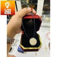 Dây chuyền dây da khoá bạc mặt đá ốc anh vũ