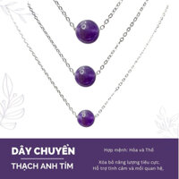 Dây chuyền dây đeo cổ đá thạch anh tím-Vòng chuỗi tay đá phong thuỷ Gia An