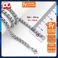 Dây chuyền dây xích nam titan thời thượng đẹp inox thép không gỉ bông dừa khít trangsucpt size 4mm white color PTDCNA48