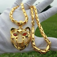 Dây Chuyền Đeo Cổ Nam Tính Báo Mạ Vàng 18K  TẶNG LÁ BỒ ĐỀ MAY MẮN TÀI LỘC ĐỂ VÍ ĐIỆN THOẠI