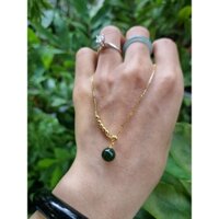 Dây chuyền đính đá xanh(dây bạc mạ vàng 18k)