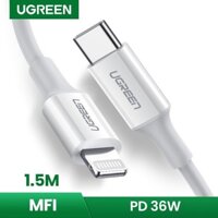 Dây chuyển đổi, Cáp sạc nhanh USB-C sang  Iphone có chip MFi, dài 1.5M Ugreen  60748 hàng chính hãng