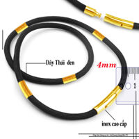 Dây chuyền dù thái 4ly màu đen bọc khoen chạm họa tiết sọc xéo đem lại vẻ đẹp đẳng cấp, phong độ cho người đeo - Khóa trắng - 50cm