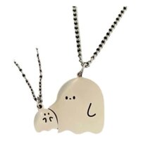 Dây chuyền ghép hình bánh bao nhỏ dễ thương, mặt dây chuyền ma hoạt hình cho bạn thân, phong cách Ins, phong cách cặp đôi sinh viên