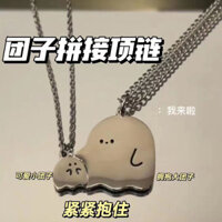 Dây chuyền ghép hình bánh bao dễ thương nhỏ lớn, mặt dây chuyền ma hoạt hình cho bạn thân, phong cách Ins, cặp đôi sinh viên, bạn thân