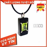 Dây chuyền hình chữ nhật chế tác bằng gỗ Mun sừng cẩn và Bạc đá Topaz