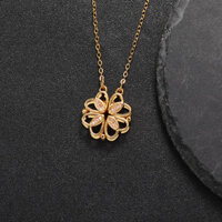 Dây chuyền hình trái tim rỗng bốn lá cỏ ba lá cho phụ nữ, phong cách và độc đáo, trang sức chuỗi xương đòn không phai màu cho phụ nữ