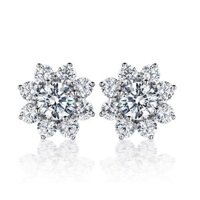 Dây chuyền hoa hướng dương đầy kim cương Live HW Niche cho nữ, bộ bông tai đơn giản giả zircon, cùng phong cách với người nổi tiếng trên internet