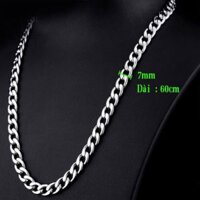 Dây chuyền inox nam móc xích cao cấp không đen BHDC192 - Bạc - 5mm