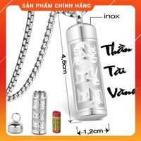 DÂY CHUYỀN INOX TRỤ RỔNG ĐỰNG KINH CHÚ (Mặt + Dây như hình)