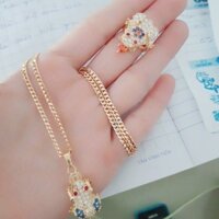 Dây chuyền kèm nhẫn cóc vàng non Thái Lan