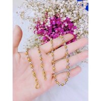 Dây chuyền kiểu bi mạ vàng 18 xen mạ bạch kim dùng đi tiệc siêu đẹp