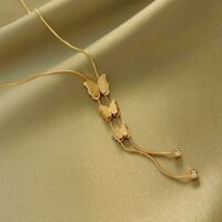 Dây Chuyền Kiểu Chữ Y Bướm Xinh Titan Ko Đen TT 3404