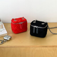 Dây chuyền lưới da lộn Túi màu đỏ Túi đeo vai Túi đựng hộp