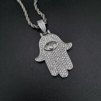 Dây chuyền mặt bàn tay Hamsa đính đá CZ dây chuyền mạ vàng 18k